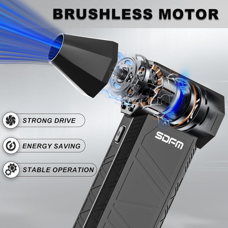 DFM Compressed Air Duster - Electric Air Duster with Built in Brushless Motor,130,000RPM, 3-Speed Adjustable Air Blower - Suitable for Keyboard, Computer, car, and Home Cleaning (X3) (Max-Black) - Image 3